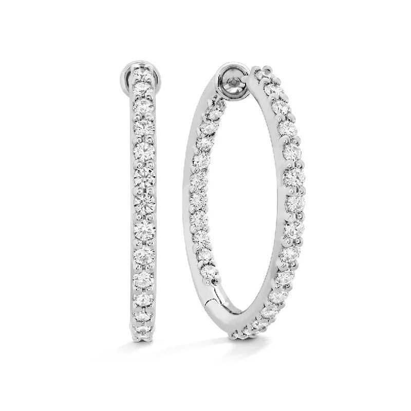 women’s vintage earrings-Classic Inside-Out Diamond Hoop Earrings