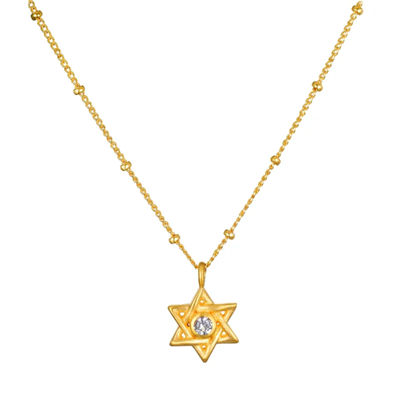 women’s heart necklaces-Guiding Faith Star of David Necklace