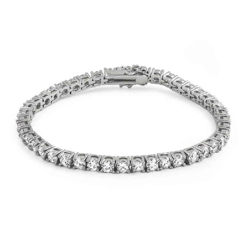 women’s classic bangles-4MM CZ 1 Row Bling Bling Tennis Bracelet Rhodium