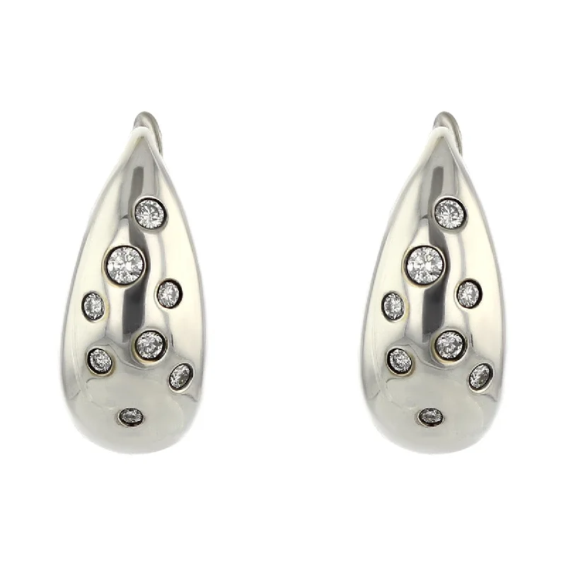 women’s dainty earrings-David Yurman Sterling Silver Diamond Drop Earrings