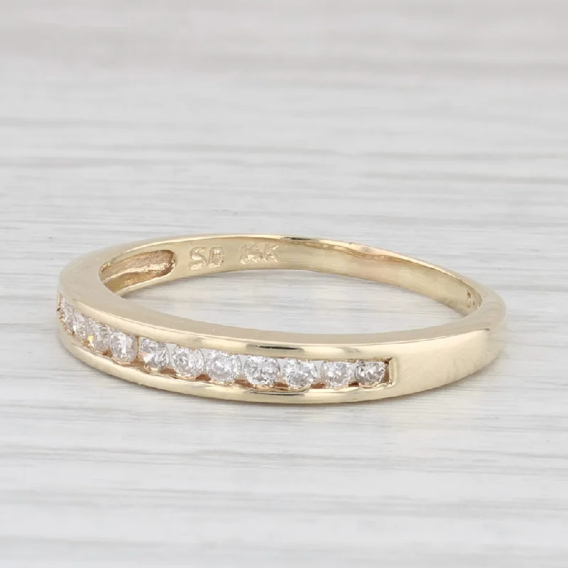 women’s diamond and sapphire engagement rings-0.22ctw Diamond Wedding Band 14k Yellow Gold Size 8.5 Stackable Anniversary Ring