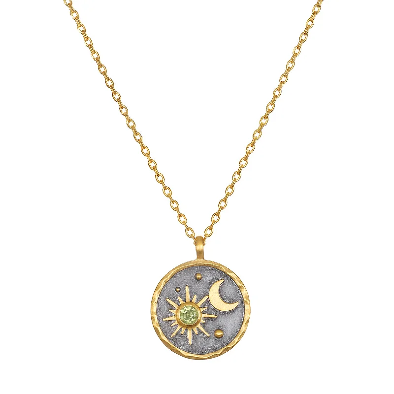 women’s long necklaces-Celestial Birthstone Necklace - August