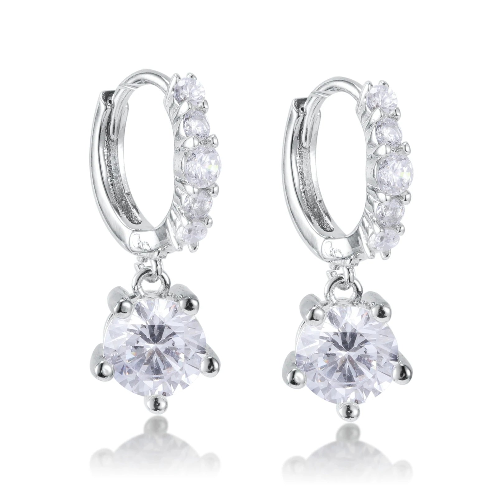 women’s fashion earrings-Fion Round CZ Drop Earrings | 1ct