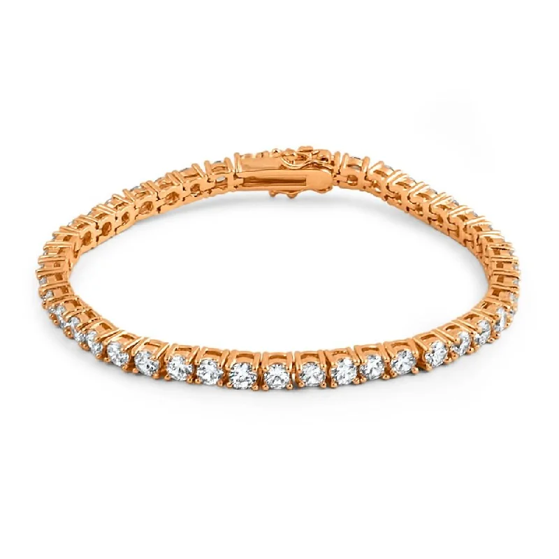 women’s gold infinity bracelets-4MM CZ 1 Row Bling Bling Tennis Bracelet Rose Gold