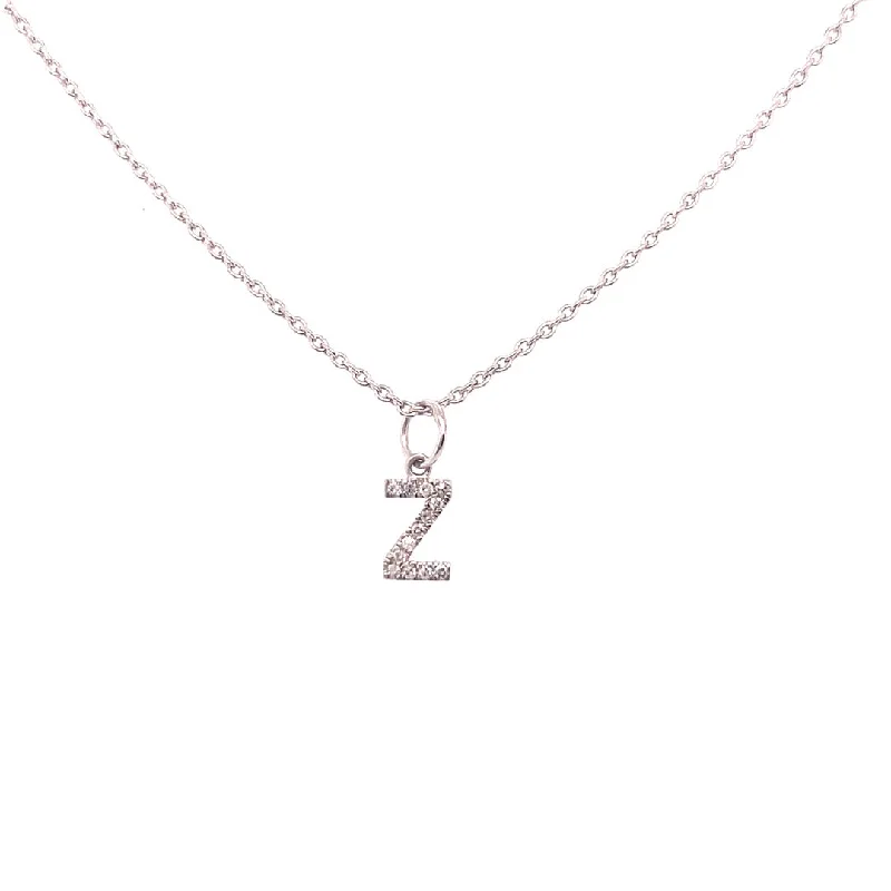 women’s trendy necklaces-0.05 Carat Diamond Initial "Z" Necklace 14K White Gold