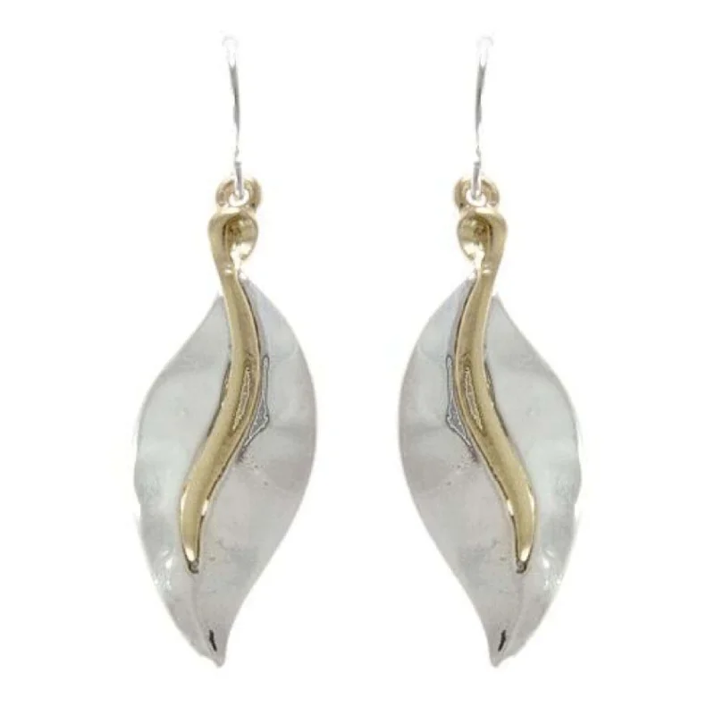 women’s vintage-inspired earrings-Silver & Gold Teardrop Leaf Earrings