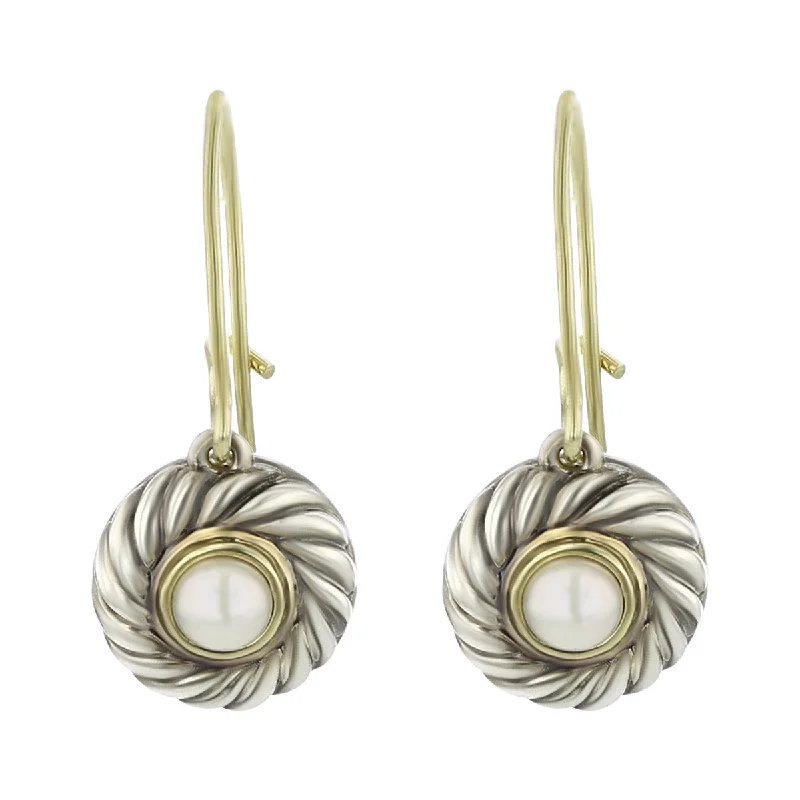 women’s designer earrings-David Yurman Silver Gold Pearl Drop Earrings