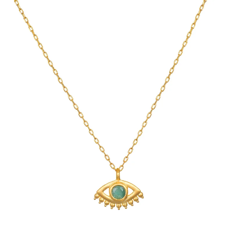 women’s birthstone pendant necklaces-Elevated Consciousness Evil Eye Emerald Necklace