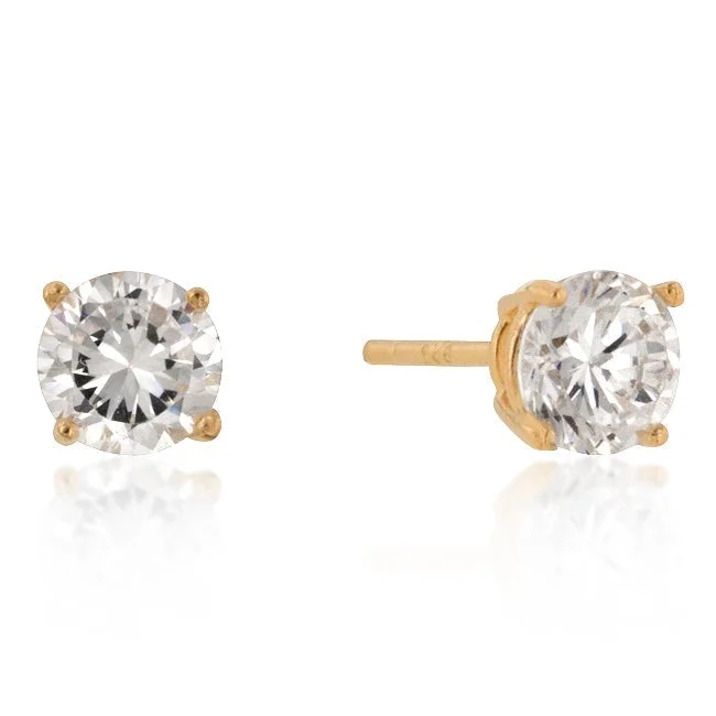 women’s matching earrings-Haley Round Cut Gold Stud Earrings – 4mm  | 0.5ct | Sterling Silver