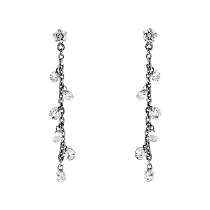 women’s contemporary earrings-Floating Diamond Dangle Earrings