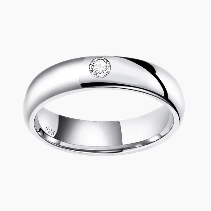 women’s custom solitaire engagement rings-5mm S925 High Polished Plain Dome Wedding Band