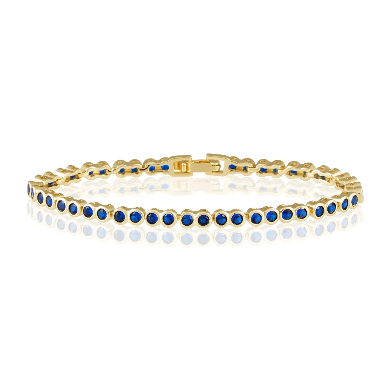 women’s stretchable bangles-Bezel Tennis Bracelet- Sapphire