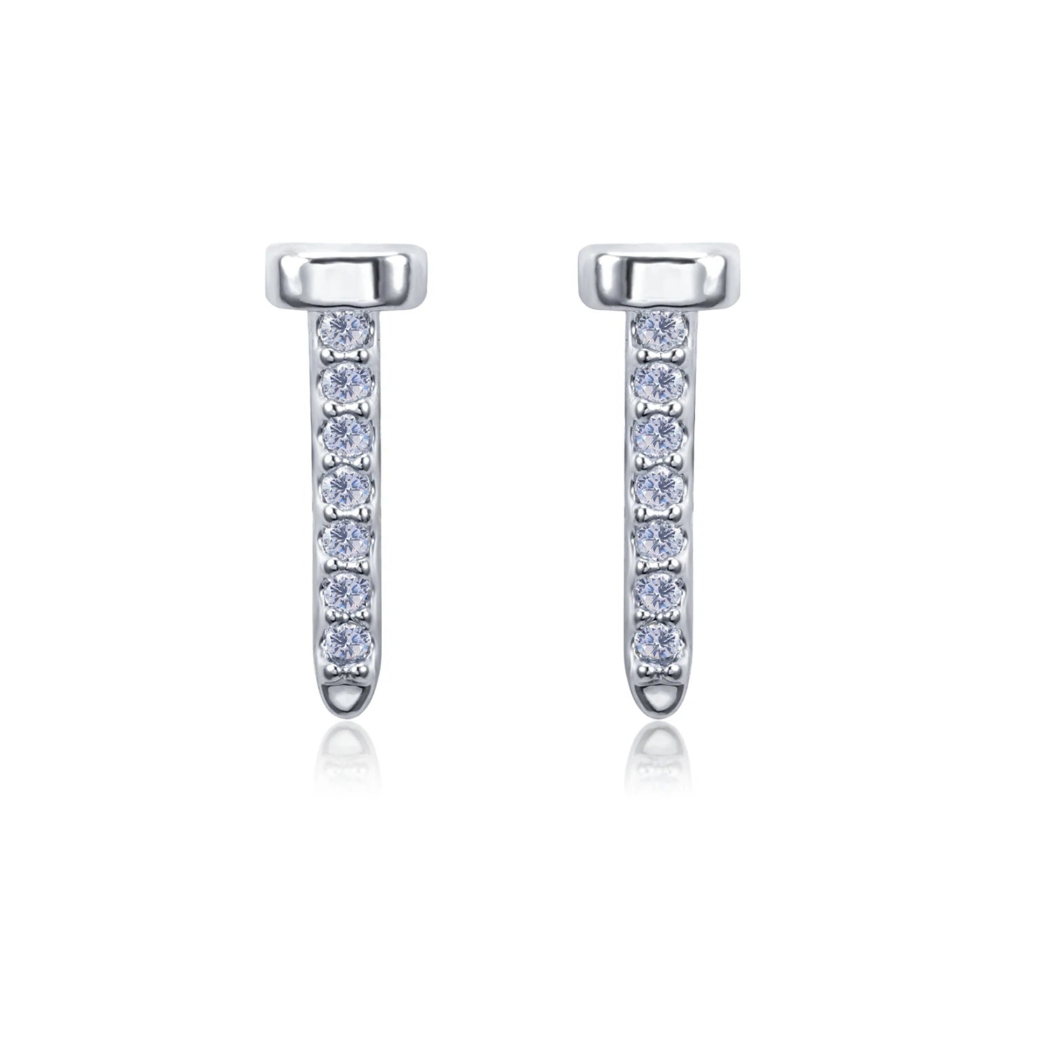 women’s silver stud earrings-Jenny Danity CZ Silver Nail Stud Earrings