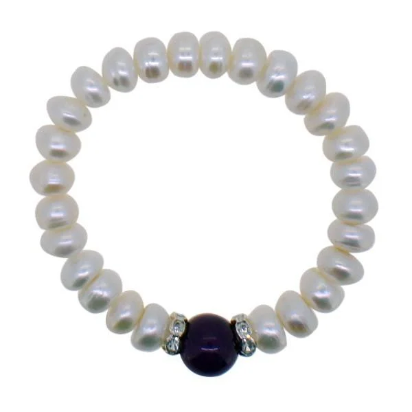 women’s gold bangles-Freshwater Pearl Bracelet Purple Natural Stone