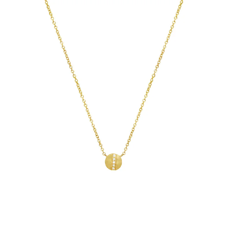 women’s infinity necklaces-14 Karat Yellow Gold RINA Disc Necklace with Round Diamonds