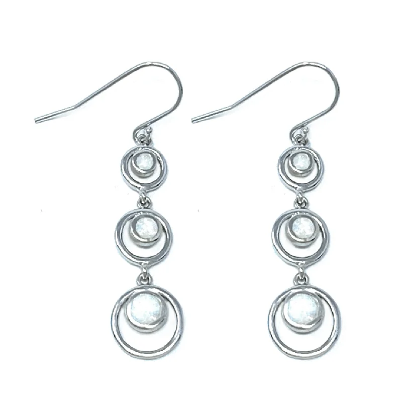 women’s teardrop earrings-White Opal Sterling Silver Circles Dangle Earrings