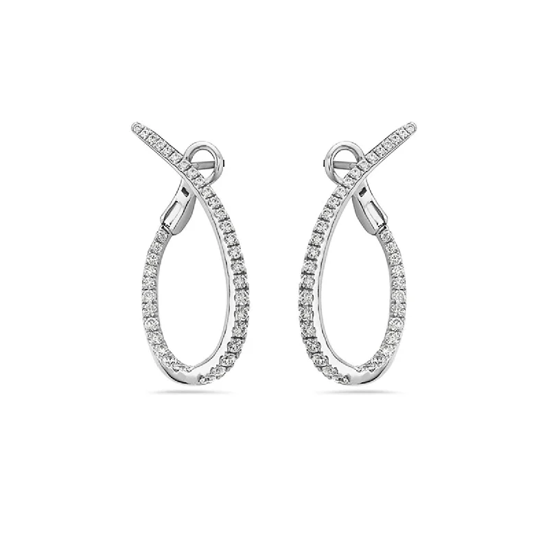 women’s pearl earrings-Diamond Twisted Hoop Earrings