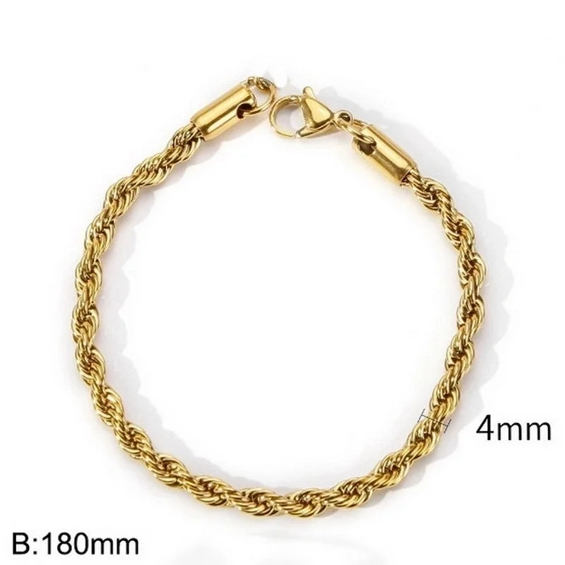 Gold (Width 4mm)|Bracelet 7 Inches (Length 18cm)