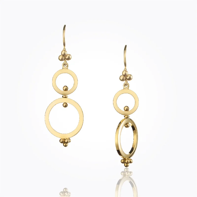 women’s adjustable earrings-Double Ring Spin Earrings