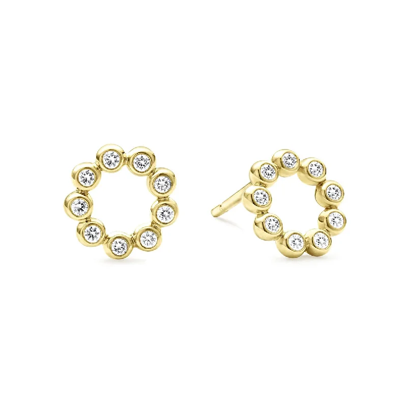 women’s heart earrings-Diamond Circle Stud Earrings