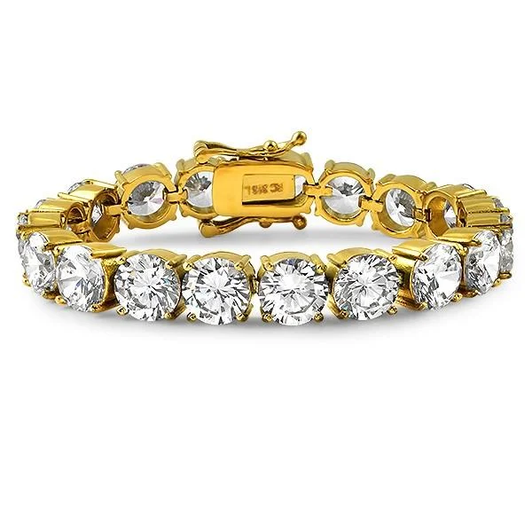 women’s romantic bracelets-10MM CZ Gold 316L Bling Bling Tennis Bracelet