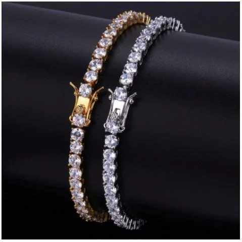 women’s fashion charm bangles-3MM CZ 1 Row Iced Out Tennis Bracelet .925 Sterling Silver