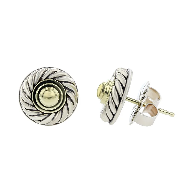 women’s luxury gold earrings-David Yurman Two-Tone Cable Classic Stud Earrings