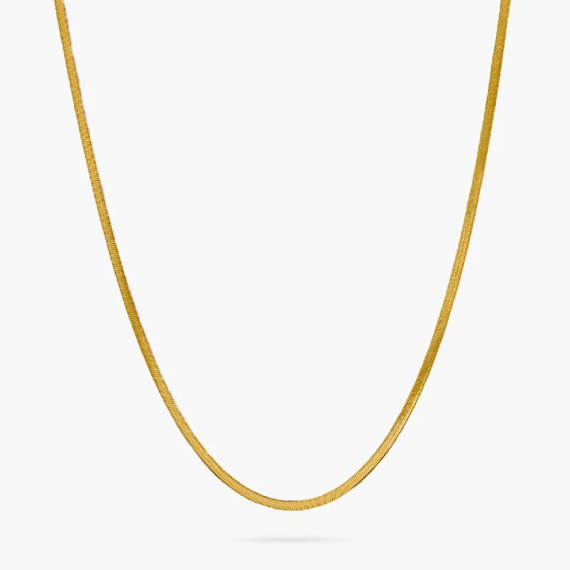 women’s minimalist gold necklaces-Thin Herringbone Necklace in Gold