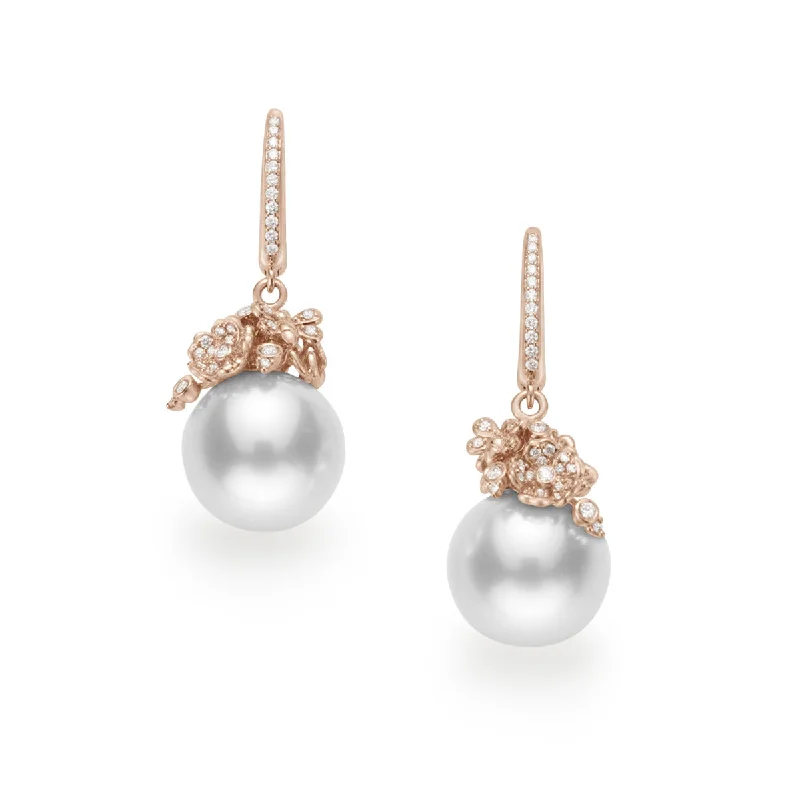 women’s luxury pearl earrings-Cherry Blossom Earrings in Pink Gold