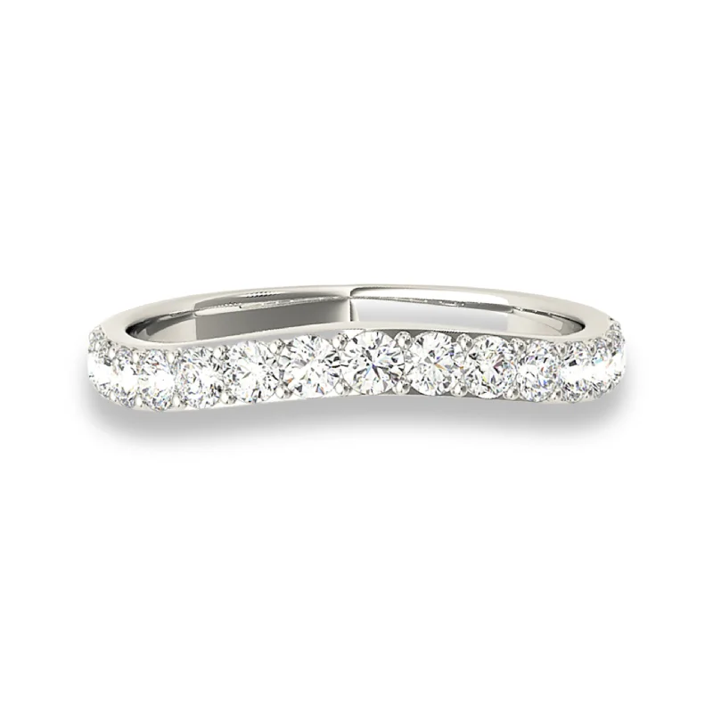 women’s classic engagement rings-Curved Diamond Wedding Band