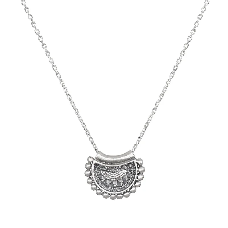 women’s handmade gold necklaces-Mini Mandala Silver Necklace