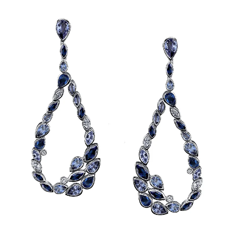 women’s creative earrings-De la Vie Sapphire and Diamond Drop Earrings