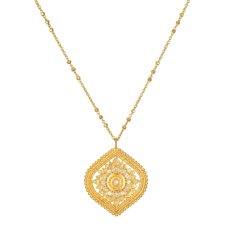 women’s rose gold necklaces-Awaken Awareness Lotus White Topaz Necklace