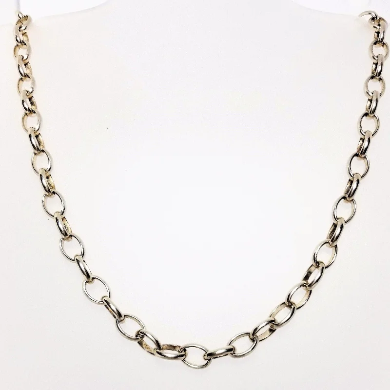 women’s dainty necklaces-Silver Necklace Big Link