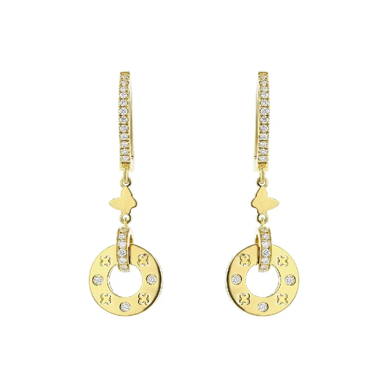 women’s creative earrings-Drop Earrings in Yellow Gold with Diamonds