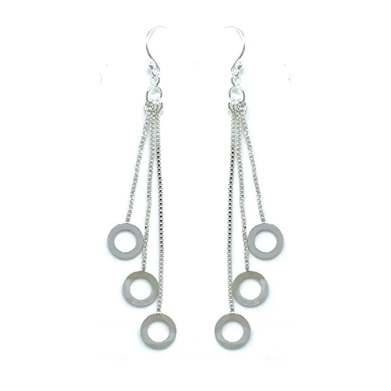 women’s stylish stud earrings-Open Circle Multi Chain Sterling Silver Chandelier Earrings