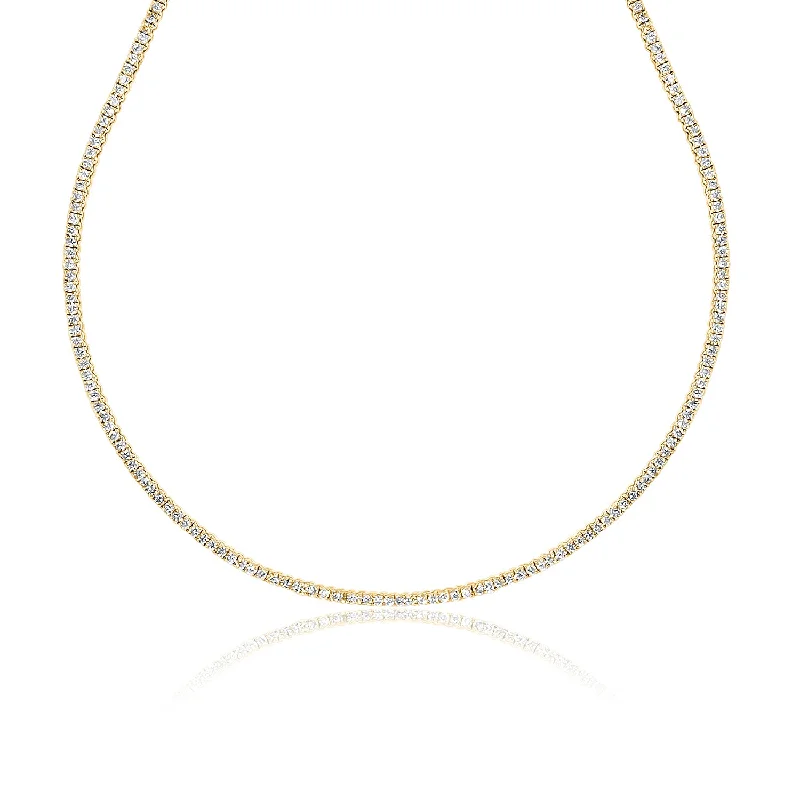 women’s wedding necklaces-3.00 Cttw Round Diamond Tennis Necklace set in 14K Yellow Gold