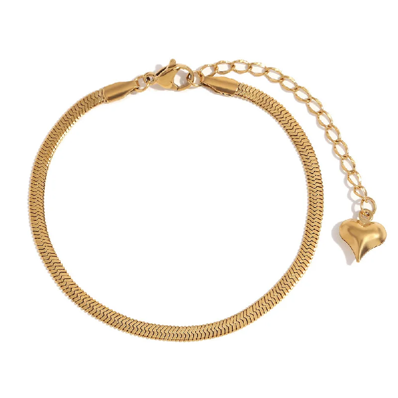 women’s stackable bracelets-Women Fashion Circle Geometric Stainless Steel 18K Gold Plated Bracelets