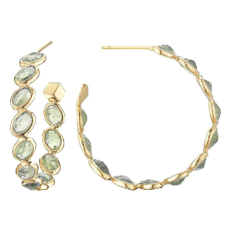 women’s elegant diamond earrings-Green Sapphire Ombre Hoop Earrings