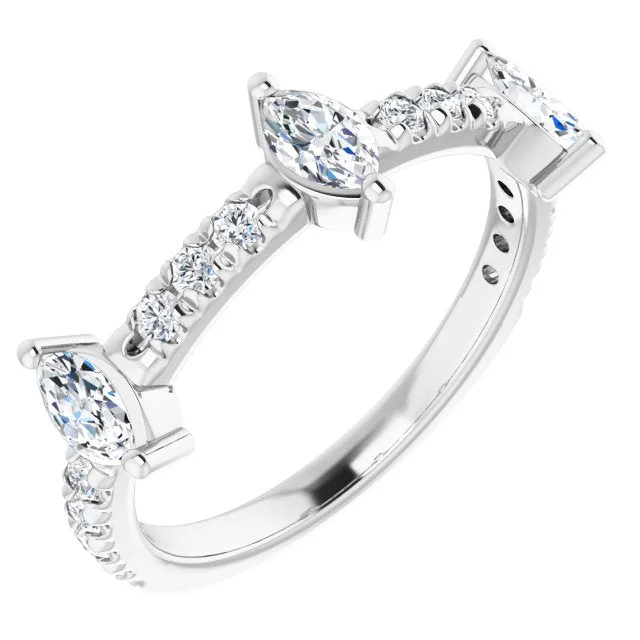 women’s sapphire engagement rings-0.87 ct. Marquise And Round Diamond Wedding Band