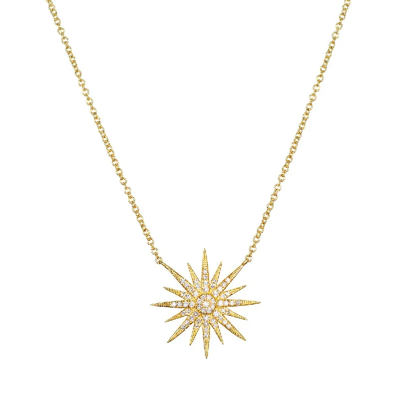 women’s classic necklaces-Starburst Diamond 14kt Gold Necklace