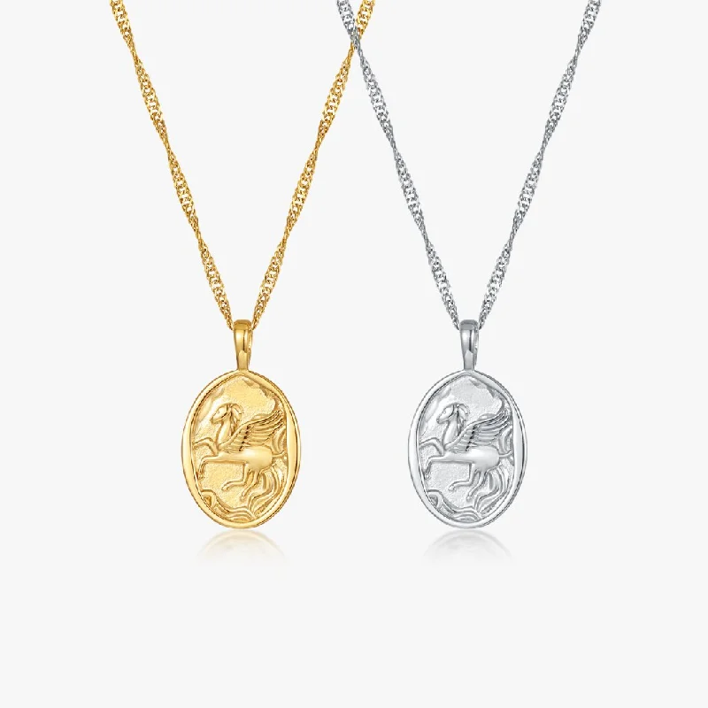 women’s chain necklaces-Pegasus Necklaces (Greek Inspired Collection)