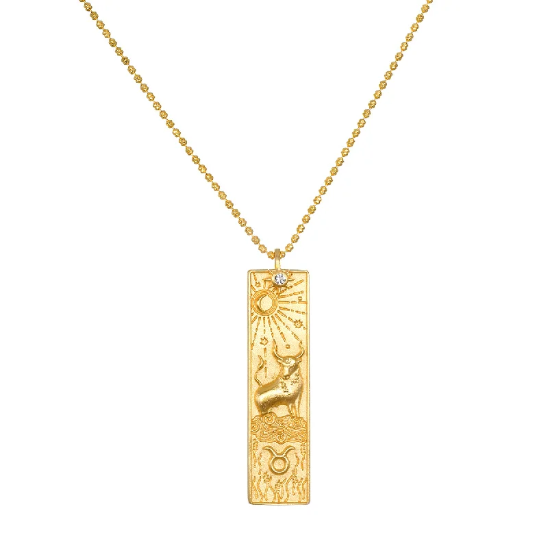 women’s sparkling necklaces-Story of Taurus Zodiac Necklace