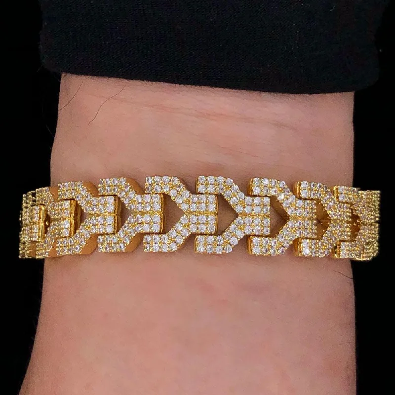 women’s vintage bracelets-Y-Link CZ Iced Out Hip Hop Bling Bracelet