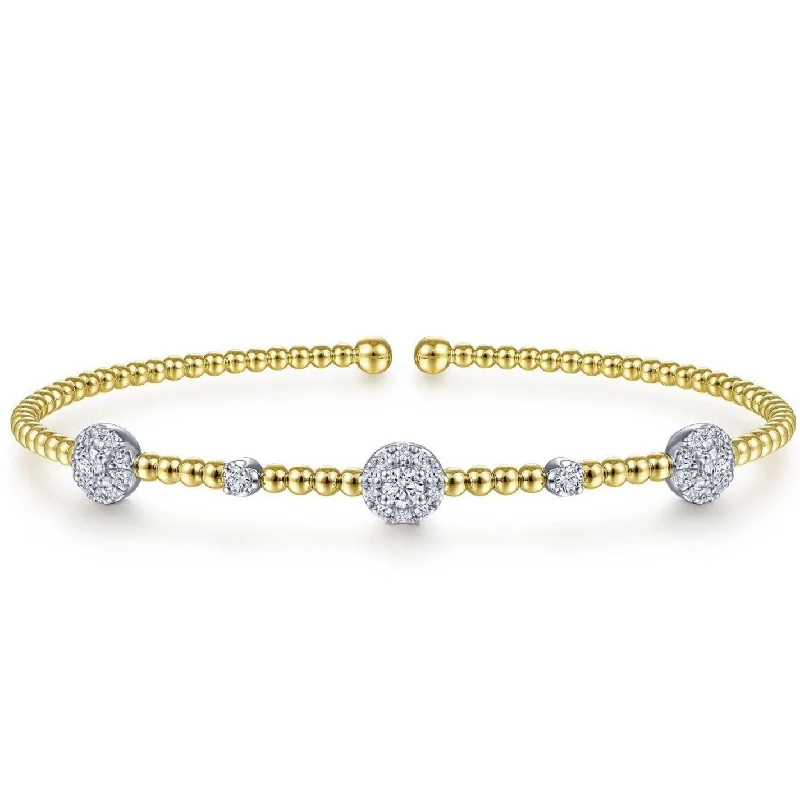 women’s fashion bangles-Gabriel & Co. Diamond Cluster Station Cuff Bracelet