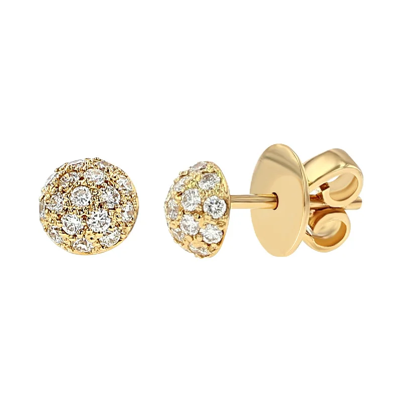 women’s gemstone earrings-Disco Diamond Pave Ball Stud Earrings