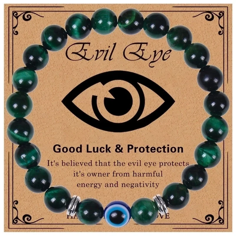 Green Tiger Eye-Evil Eye Bracelet