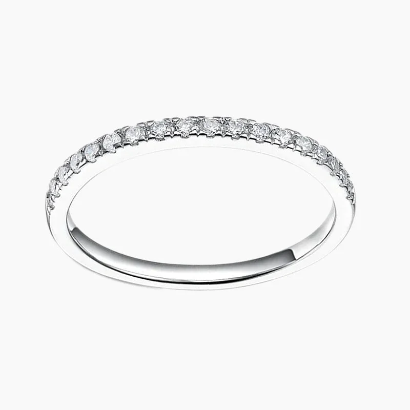 women’s adjustable engagement rings-Wedding Band for 925 Sterling Silver Half Eternity Stackable Ring