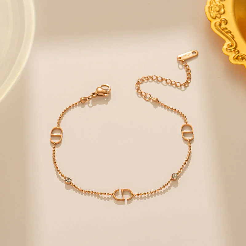 907CD Letter Bracelet Rose Gold