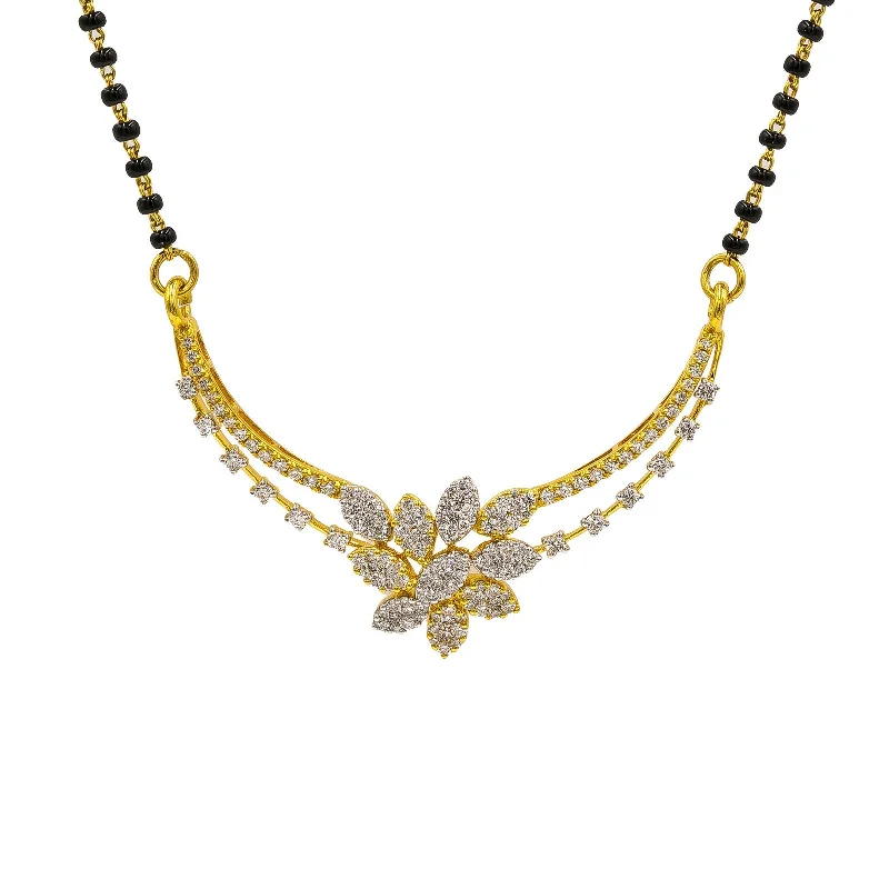 women’s classic necklaces-18K Yellow Gold Diamond Mangalsutra Necklace W/ 1.36ct VS-SI Diamonds